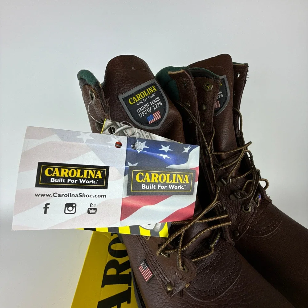 Carolina Sarge 1809 Men 8 Inch Steel Toe Work Boots Brown Leather Size 11 2E New